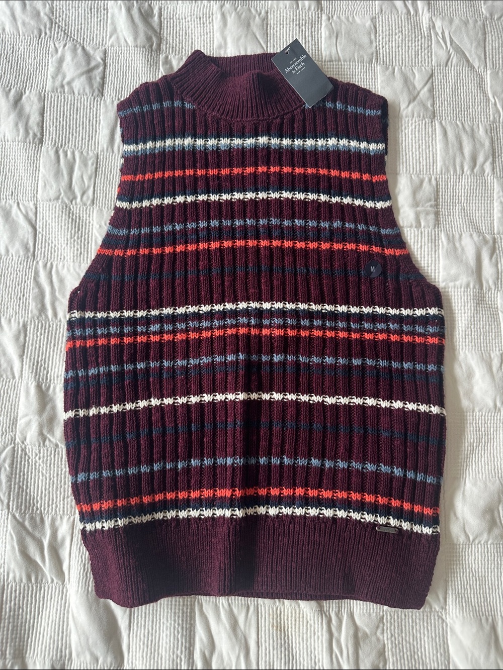 NWT A&F Striped Rib Knit Sleeveless Sweater Vest